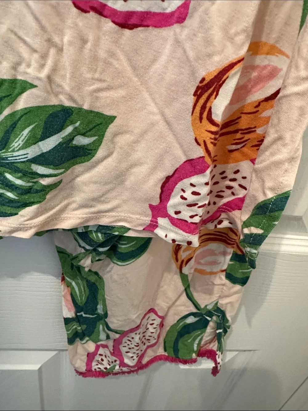 Soma Cream Pink Tropical Fruit Short Sleeve Pajama Set